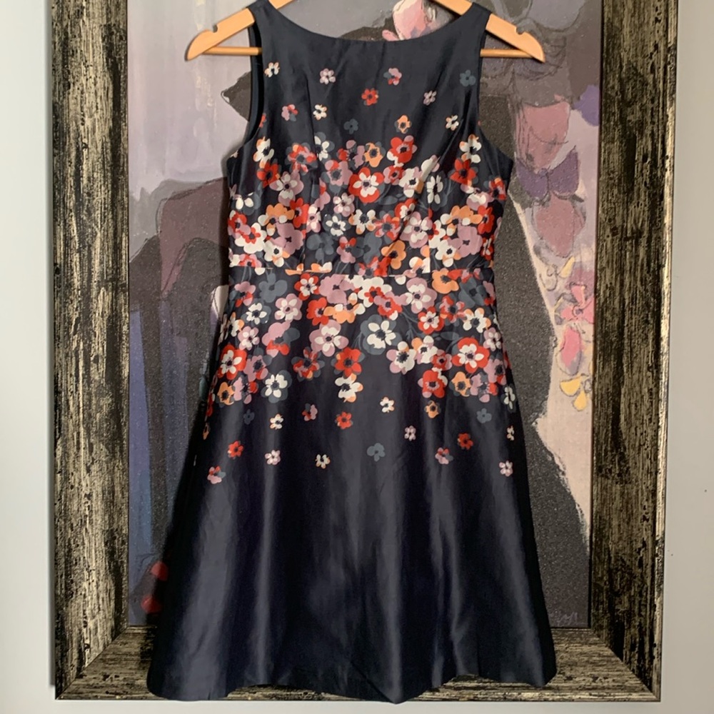 NWT, LOFT 0Petite, Slate Gray Floral Dress